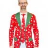 TomFoolery Faux Real Red Christmas Suit & Tie Shirt Celebrations