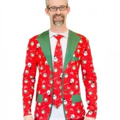 TomFoolery Faux Real Red Christmas Suit & Tie Shirt Celebrations
