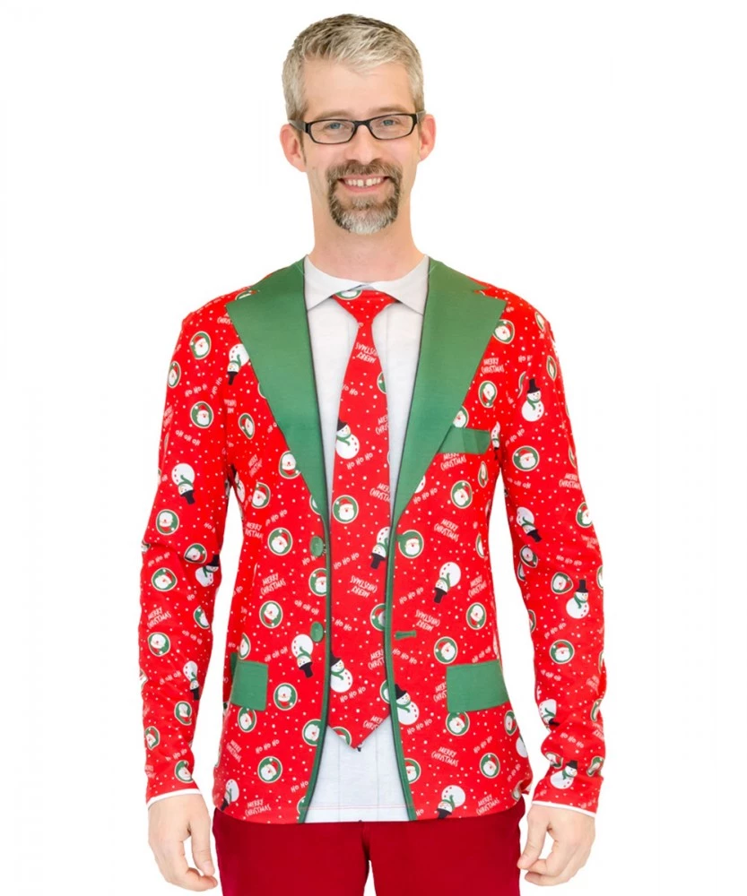 TomFoolery Faux Real Red Christmas Suit & Tie Shirt Celebrations 3 TomFoolery Faux Real Red Christmas Suit & Tie Shirt Celebrations