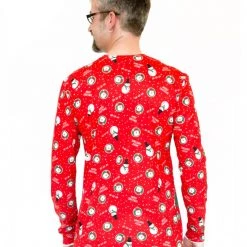 TomFoolery Faux Real Red Christmas Suit & Tie Shirt Celebrations