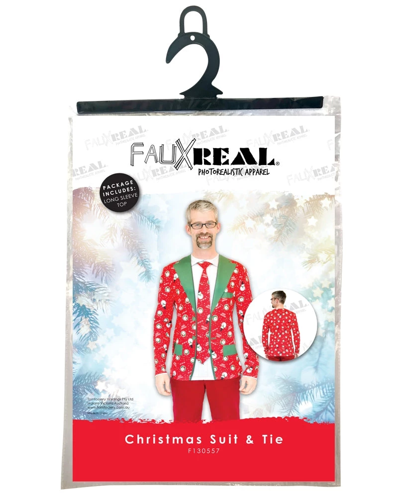 TomFoolery Faux Real Red Christmas Suit & Tie Shirt Celebrations 5 TomFoolery Faux Real Red Christmas Suit & Tie Shirt Celebrations