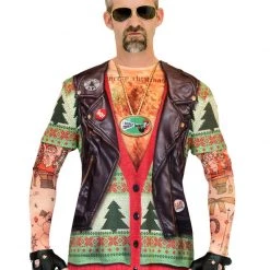 Tomfoolery Biker Ugly Christmas Sweater With Tattoos