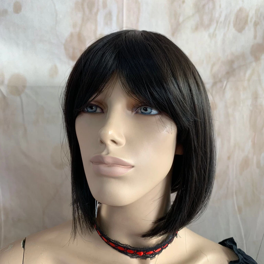 Bell's Wigs Black Deluxe Cropped Bob Wig 4 Bell's Wigs Black Deluxe Cropped Bob Wig