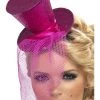 Smiffys Hot Pink Mini Top Hat On Headband Funny Costumes 2 Smiffys Hot Pink Mini Top Hat On Headband Funny Costumes