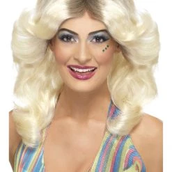 Smiffys Blonde With Roots 70's Diva Flick Wig