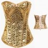 AnneCart Gold Metallic Overbust Corset Corsets