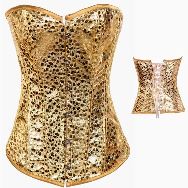 AnneCart Gold Metallic Overbust Corset Corsets 3 AnneCart Gold Metallic Overbust Corset Corsets
