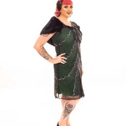 Thailand Dresses Elegant Beaded 1920's Dress In Green