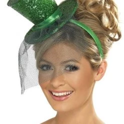 Smiffys Celebrations Glittery Green Top Hat Headband