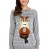 Dear Lover Grey Reindeer Knitted Ugly Christmas Pullover Outerwear
