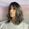 Bell's Wigs Black To Grey Shoulder Length Loose Wavey Wig