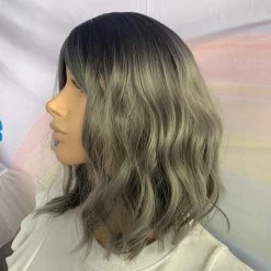 Bell's Wigs Black To Grey Shoulder Length Loose Wavey Wig