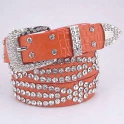 Jacky Wang Orange Rhinestone Studded Belt Belts & Harnesses