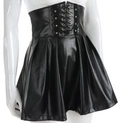 Instyles Black Pleather Corset Skirt