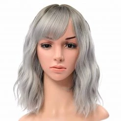 Cherry Guo Wigs Deluxe Shoulder Length Loose Wave Grey Wig