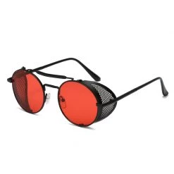 Hanton King Black & Red Retro Round Glasses