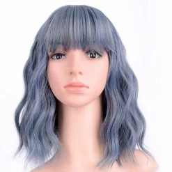 Cherry Guo Deluxe Shoulder Length Loose Wave Dusty Blue Wig Wigs