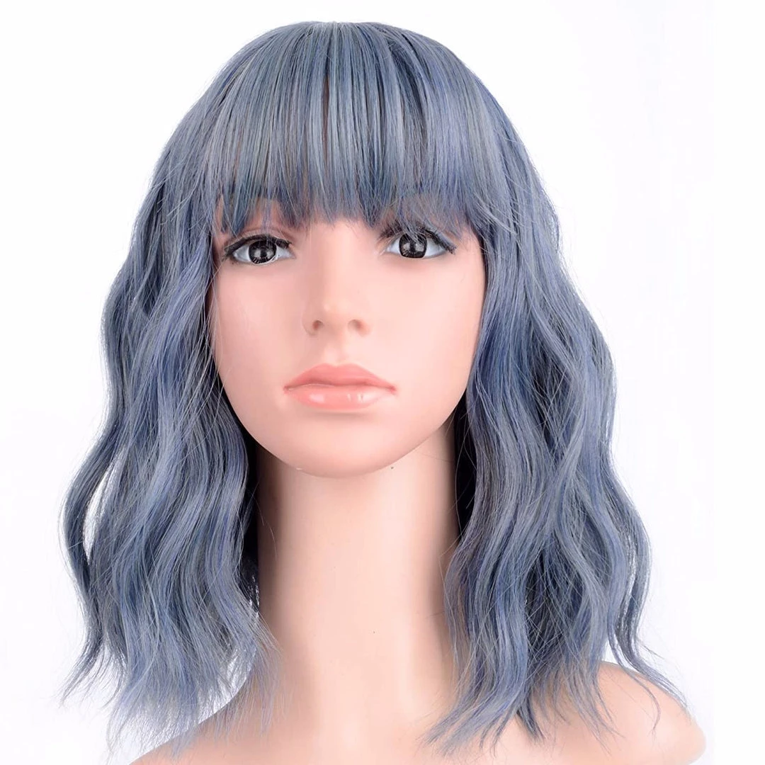 Cherry Guo Deluxe Shoulder Length Loose Wave Dusty Blue Wig Wigs 3 Cherry Guo Deluxe Shoulder Length Loose Wave Dusty Blue Wig Wigs