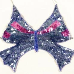 Best Dance Sequin Periwinkle Purple And Pink Butterfly Halter Top Women's