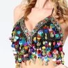 Best Dance Women's Rainbow Sequin Coin Top