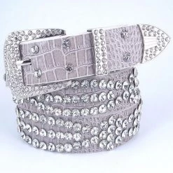 Jacky Wang Grey Rhinestone Studded Belt Belts & Harnesses