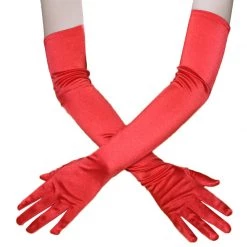 Jacky Wang Extra Long Red Satin Gloves