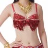 Best Dance Red Sequin Fringe Bra Top