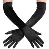 Jacky Wang Extra Long Black Satin Gloves