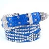 Jacky Wang Dark Blue Rhinestone Studded Belt Belts & Harnesses