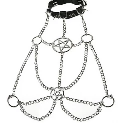 Unknown Pentagram Silver Chain Body Harness 9 Unknown Pentagram Silver Chain Body Harness