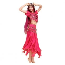 Best Dance Adults Hot Pink Belly Dancing Costume With Skirt