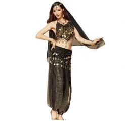 Best Dance Black Belly Dancing Costume With Pants Adults