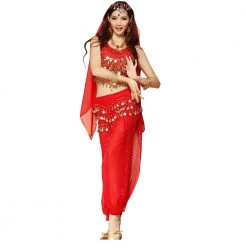 Best Dance Red Belly Dancing Costume With Pants