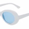 Hurly-Burly White Round Glasses Blue Lens