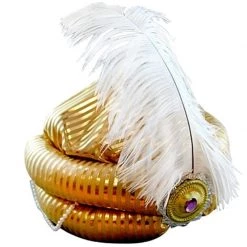 Hurly-Burly Prince Turban With Feather & Beads