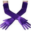 Jacky Wang Extra Long Purple Satin Gloves