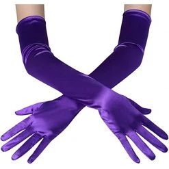 Jacky Wang Extra Long Purple Satin Gloves