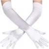 Jacky Wang Extra Long White Satin Gloves