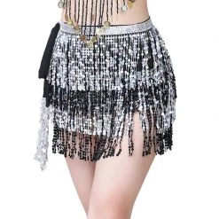 Best Dance Black And Silver Sequin Wrap Around Skirt