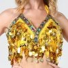Best Dance Yellow Sequin Coin Top Women's