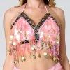 Best Dance Women's Baby Pink Sequin Coin Top