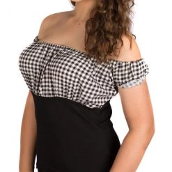 Hurly-Burly (D) Gingham Puffy Sleeved Top Plus Size