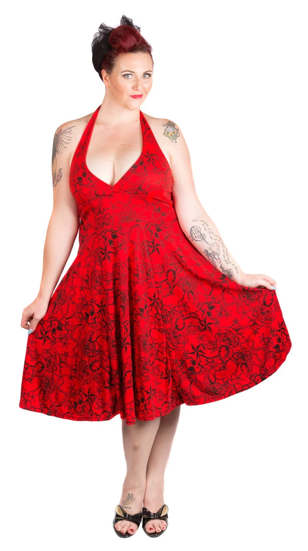 Hurly-Burly Plus Size Red Nautical Star & Skull Dress 3 Hurly-Burly Plus Size Red Nautical Star & Skull Dress