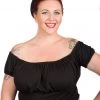 Hurly-Burly (D) Black Puffy Sleeved Pinup Top 2 Hurly-Burly (D) Black Puffy Sleeved Pinup Top