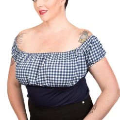 Hurly-Burly (D) Gingham Puffy Sleeved Top Plus Size
