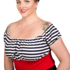 Hurly-Burly Plus Size Striped Puffy Sleeved Top