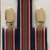 Ribbon Center Blue, Gold And Red Stripes Suspender Suspenders
