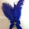 Hurly-Burly 1920's Gatsby Accessories Royal Blue Gatsby Feather Bow Hair Clip