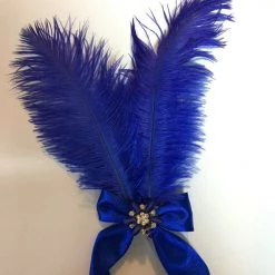 Hurly-Burly 1920's Gatsby Accessories Royal Blue Gatsby Feather Bow Hair Clip