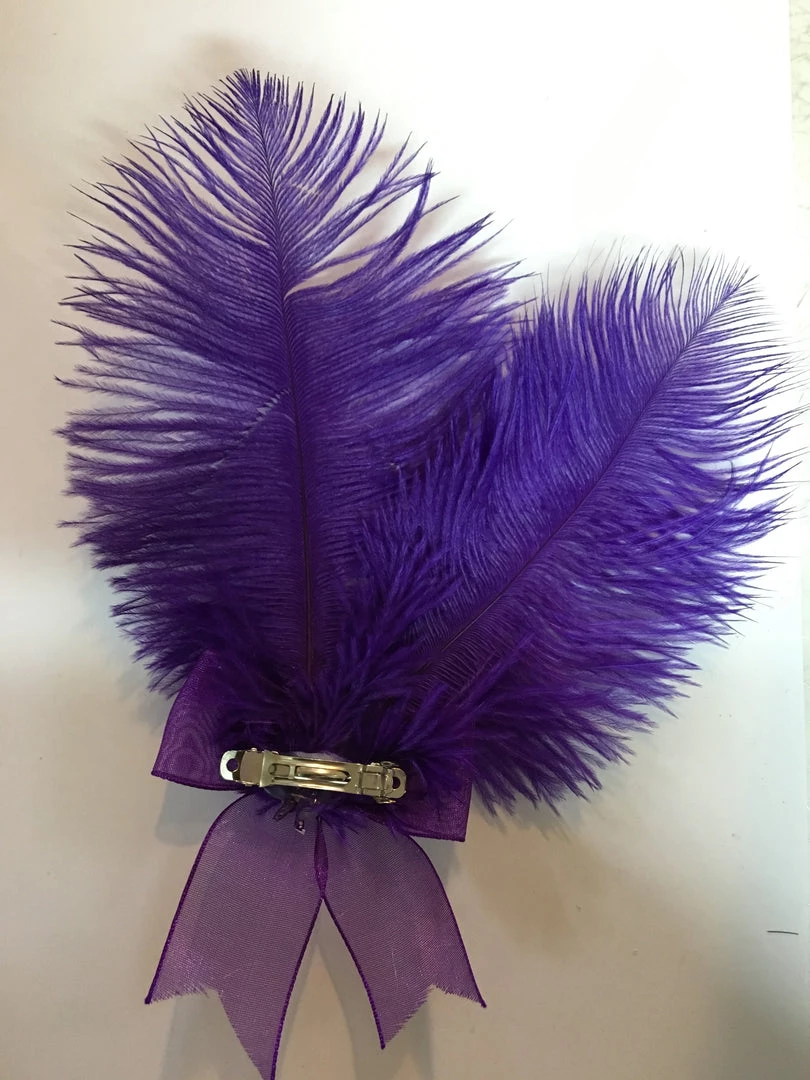 Hurly-Burly 1920's Gatsby Accessories Purple Gatsby Feather Bow Hair Clip 4 Hurly-Burly 1920's Gatsby Accessories Purple Gatsby Feather Bow Hair Clip